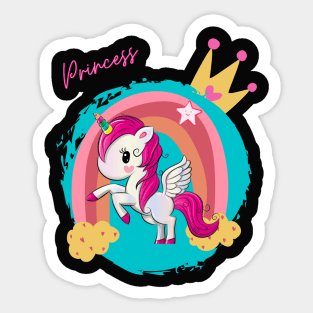 Unicorn rainbow princess Sticker